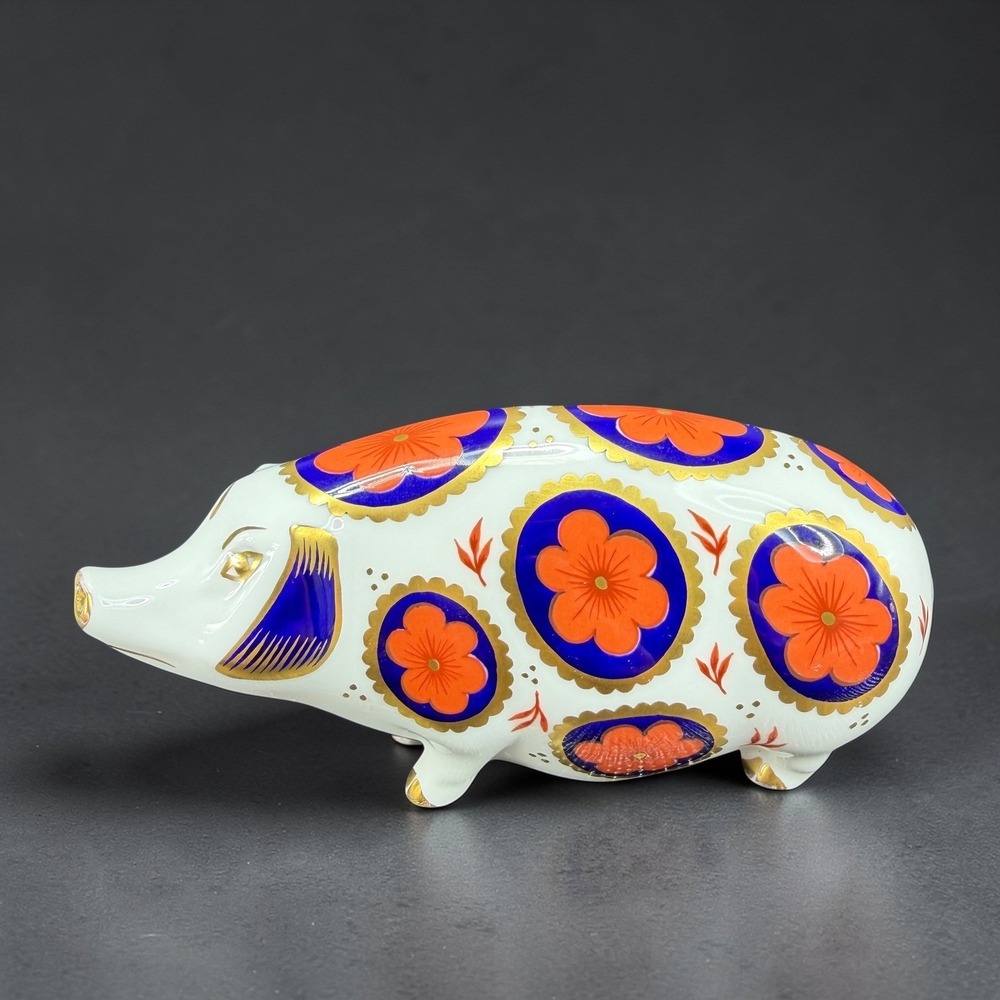 Royal Crown Derby Pig Figurine Imari Bone China Gold Gilt‎ XLIX 1986 England